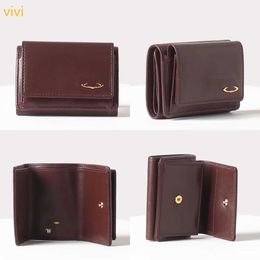 Trifold Card Bag Vivi Cowhide Card Bag Dames Designer Portefeuille Bourse Solide Couleur De Poche Saturn Portefeuilles En Cuir Pour Hommes Femmes