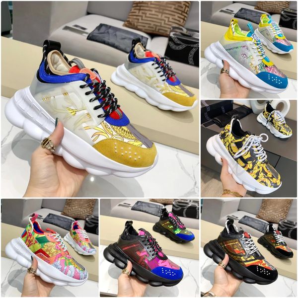 TriGreca Sneaker Designer Men Femmes Chaussures en chaîne Chaussures Net Tissue Élasticité Caoutchouc Couple de mode Couleur de fond épais Design et couleur Trigreca Sneakers Taille 35-46