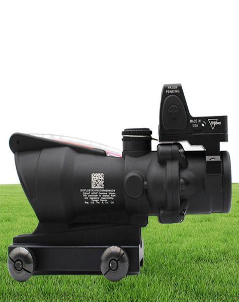 Trijicon ACOG 4x32 Fibra iluminada Red Chevron Scope Logotipo en relieve con mira RMR2780876