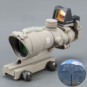 Trijicon ACOG 4X32 Tan Tactique Réel Fibre Optique Vert Illuminé Noir Point Rouge Sight Chasse Lunette De Visée