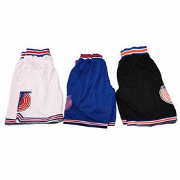 Trillest Space Jam Tune Squad Short de basket-ball Blanc Bleu et Noir Halen Party et cadeaux de Noël Shorts 68MU #