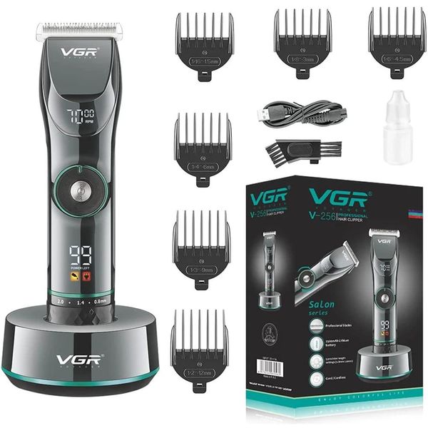 Trimmer Base Tagliacapelli professionale Uomo Vestito Trimmer Barba Lcd Ricarica wireless Taglio di capelli Hine per barba Vgr Marca V256 Pettine Cura