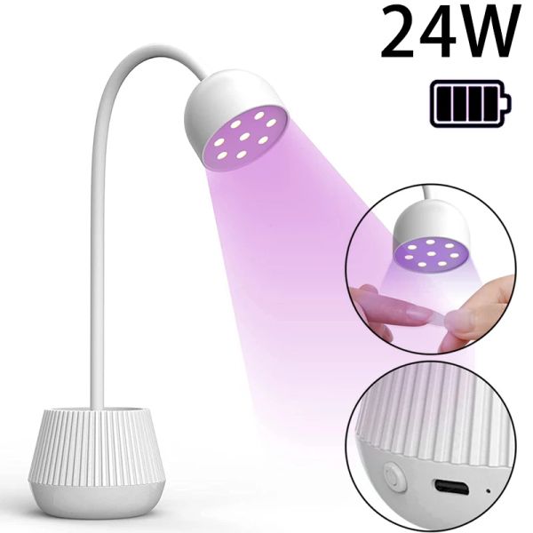 Trimmer Batterie interne Lampe à ongles rechargeable 24W 8leds Sécheur de vernis à ongles en gel