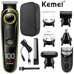 Trimmer Kemei 696 Electric Hair Clipper Multifunctioneel trimmer voor mannen Elektrisch scheerapparaat voor herenscheermes 5 in 1 professionele trimmer