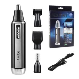 Trimmer Kemei Electric Nose Hair Trimmer voor mannen en vrouwen oorhals wenkbrauw trimmer allinone scheerschoener schone trimmer scheermesverwijging kit