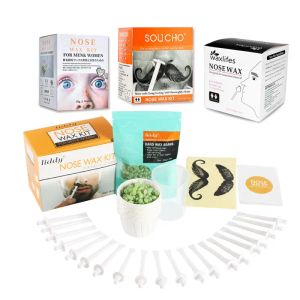 Trimmer pijnloze neus ontharing wax kit home schoonheid neus oor depilator wax gereedschap neus oor lippen haar reiniging wax kralen set veiligheid