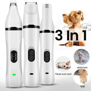 Trimmer Pet Clipper 3 en 1 Cordleresse Pet Pet Triming Triming Hair Triming Paw Nail Grinder Toe Toe Hair Cutter Machine Cutter pour chat