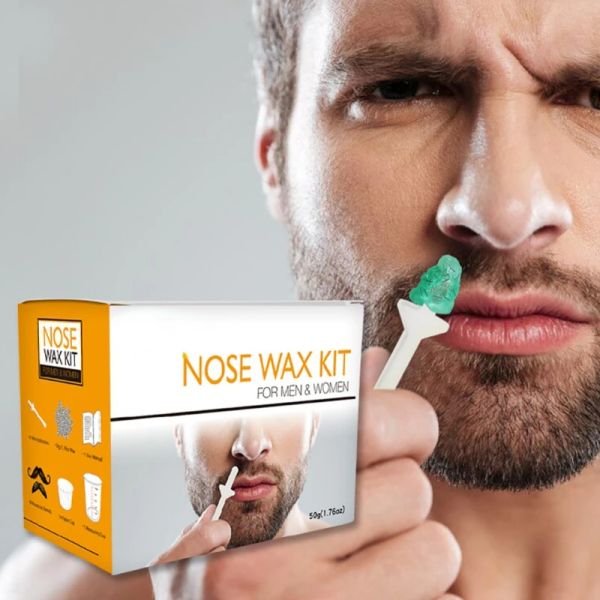 Trimmer cire de cire de cire Kit de cire de nez indolore pour les hommes Femmes Repoisement à cheveux Nez ensemble Paper Free Nose Hair Behains Nettoyage Kit