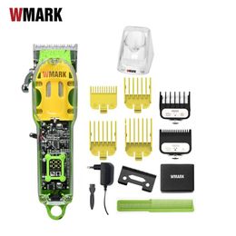 Tondeuse Wmark Ng408 couleur verte Style Transparent professionnel tondeuse Rechargeable cordon tondeuse à cheveux sans fil avec lame de fondu