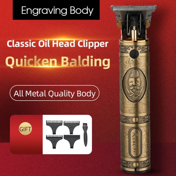 Trimmers 2023 Vintage T9 Hair Clipper Hair Hair Machine Machine électrique Shavers Trimmer Barber Barbe sans fil Men Razors plus léger