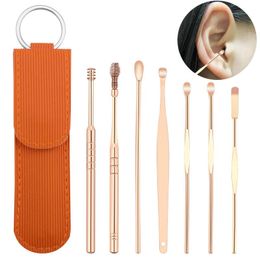 Trimmers 7pcs Nettoyeur d'oreille outil de retrait de cire Papette des bâtons d'oreille Remover Curette Pick Pick Nettoyage Nettoyage de l'oreille Spoon Soins de santé