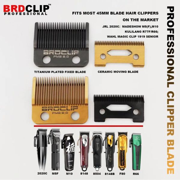 Trimmers Brdclip Tête de coupe remplaçable originale pour 2020C BRDF80 / F81 MadeShow M10 / M5 Clipper Clipper Titanium Plated Ceramics Blade