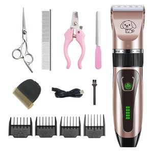 Trimmers Dogs Clipper Grooming Clipper Kit USB Professional Rechargeable Lownoise Clipper For Dog Pet Pet Trimmer Affichage Batterie