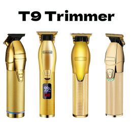 Trimmers Gold Professional Hair Trimmer Clipper for Men Men Rechargeable Barber Hairless Hair Cut T9 Hair Styling Beard Trimmin S9 Machin