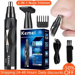 Trimmers Kemei 2in1 Trimeuse de poils de nez rechargeable Barbe trimère Mentide Nez Courtige pour le nez et le nettoyeur Ear Straiteur Machine à l'épilation