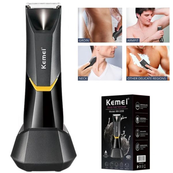 Trimmers Kemei Body Hair Trimm for Men Femmes Electric Vasial Beard Hair Trimmer lavable Pubic Ball Shaver Groïde Corps Toromer Dry Sèche