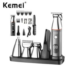 Trimmers Kemei Cordeloze Hair Clipper baard Trimmer Neus Oor Body Trimmers Elektrische scheermesscheerschoen 5 in 1 Multifunction Men Grooming Kit