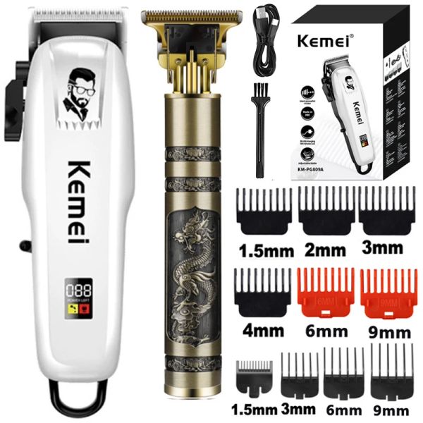 Trimmers Kemei Electric Hair Clipper Hair Cut Wireless Trimmer Men Professional Clipper Machine Rechargeable Hair Cut Barber 809A PG