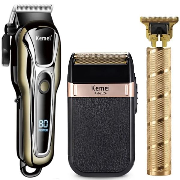 Trimmers Kemei Cabellado Conjunto de cabello eléctrico Trimmer Inalta de rasurador Incentable 0 mm Hombres Barber Máquina de corte de cabello para hombres Recargables