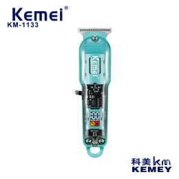 Trimmers Kemei KM1133 Machine de coupe à cheveux rechargeable Machine de coiffure Barber Barbacée Fade Hair Cippers Cordless Trimmer Transparent Cover Transparent