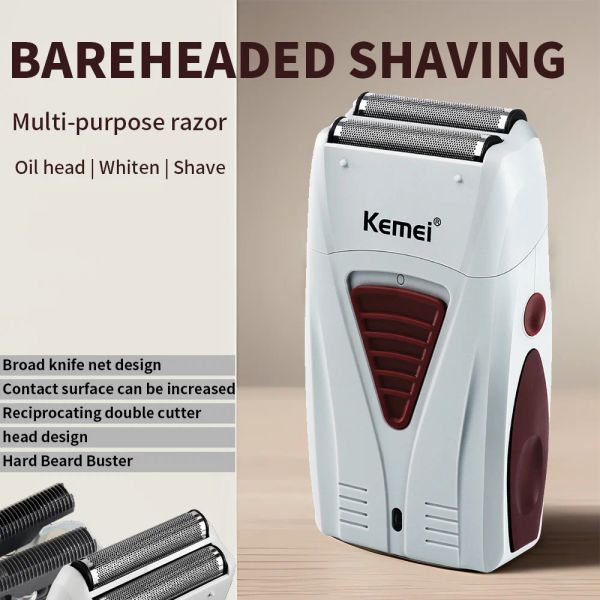Trimmers Kemei KM3382 Barba Trimmer para hombres Máquina de corte de cabello profesional Mini Bigote Skaver Cabeza de cabezal Motor de cortacésped