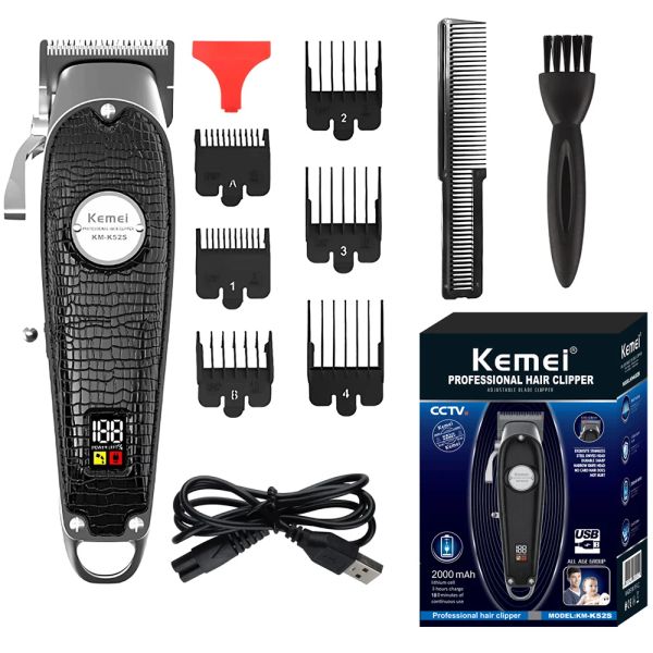 Trimmers Kemei KMK52s Hair électrique Clipper en cuir professionnel non galet de coupe électrique Huile à huile de tête