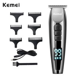 Trimmers Kemei LCD Hair Electric Clipper Shaver Bearb Barber 0 mm Machine de coupe de cheveux USB Réglage rechargeable à 3 vitesse