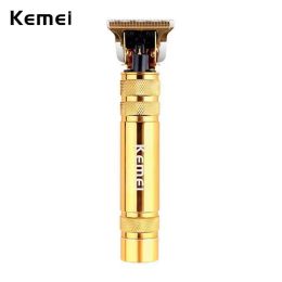 Trimmers Kemei Professional Metal Rechargeable Back Triming Hair Trimm Vintage T9 Men Electric Beard Finishing Counding Hair Clipper Light