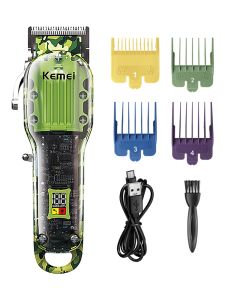 Trimmers Kemei Transparante body elektrische tondeuse Professionele draadloze trimmer met LCD-scherm Haarsnijmachine voor mannen KM1926