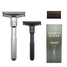 Trimmers Nieuwe verstelbare veiligheid Razor Double Edge Classic Mens Shaving met 5 bladen mild tot agressief 16 File Hair Removal Shaver