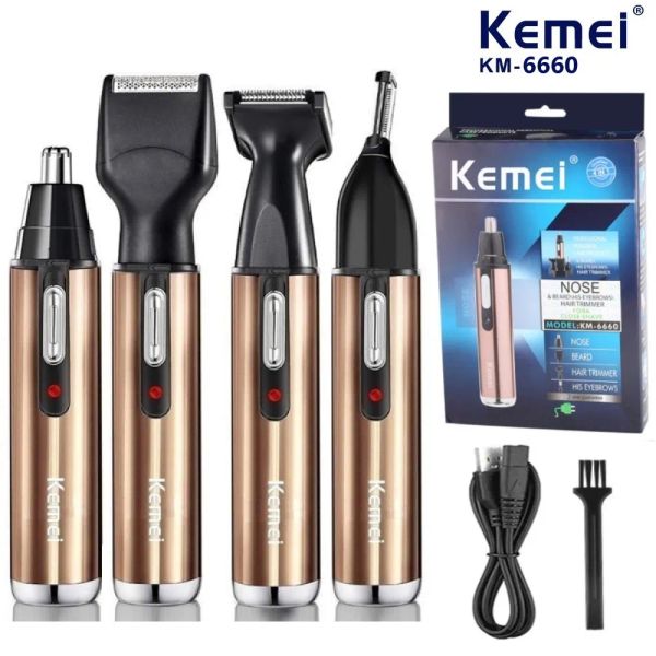 Trimmers Original Kemei All in One Rechargeable Nez Hair Trimmer Beard Grooming For Men Earprow Repuping Nez Nez Eart Shaver Cut Nettoyer