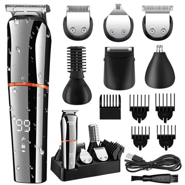 Trimmers Original Kemei Digital Display All in One Hair Trimmer pour hommes Courbe de barbe à barbe Electric Hair Clipper Tooming Kit Haircut