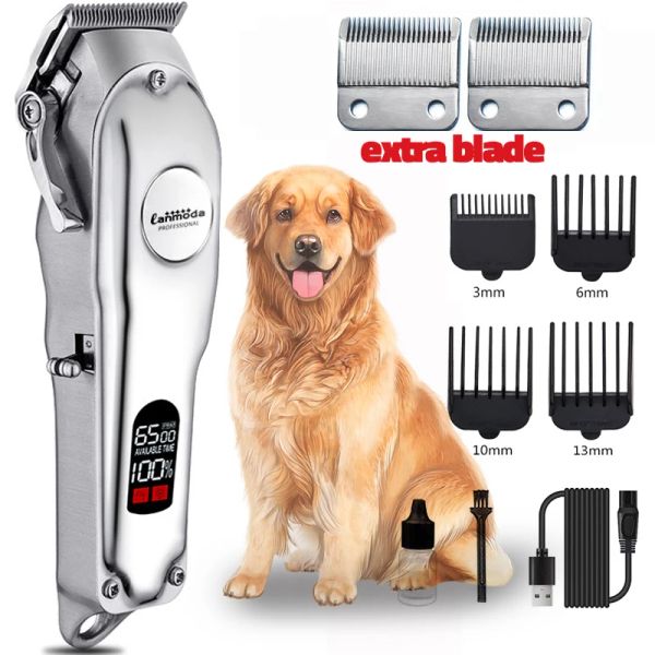 Trimmers Hoignes de chien professionnel Clipper tout en métal rechargeable Pet Trimm Cat rasoir Machine de coupe Puppy Toileth Haircut Low NOICE