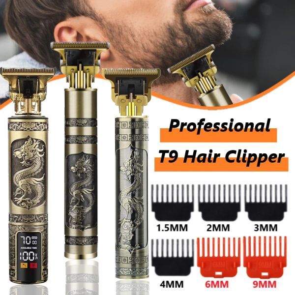 Trimmers Hair Professional Clipper Men T9 Coiffure électrique Triming Rechargeable Hair Cutter Machine 0 mm Raser Barber Hair Styling Tool