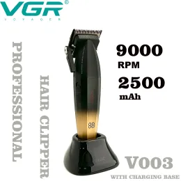 Trimmers VGR V003 Barber professionnel 9000rpm 5v moteur électrique push coiffure huile tête gradient 2500mAh liion batteur de batterie outil