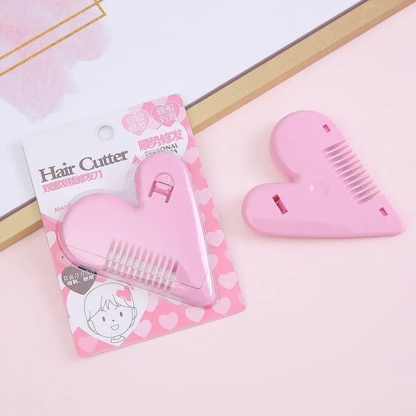 Trimbalon Artefact Trimmer Heart Heart Double-côté Coiffe de cheveux Couper Bangs Self-Service Trimmer mignon et portable pour Trimez à cheveux à double face