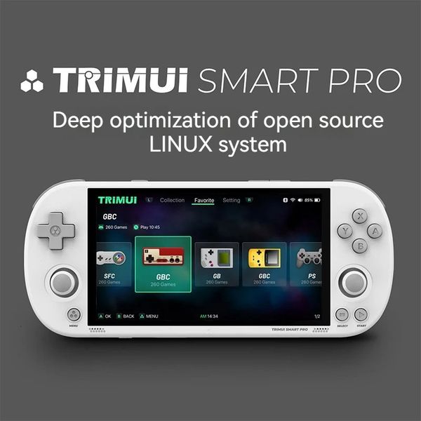 TRIMUI Smart Pro console de jeu portable open source rétro arcade HD 4 96 pouces écran ips système Linux autonomie de la batterie 231226