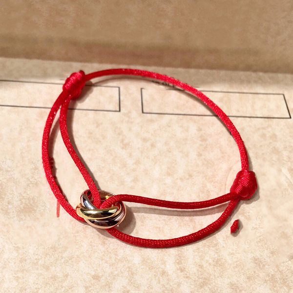 trinity 925silver Pulsera Lucky Red Rope para mujer diseñador Chapado en oro 18K T0P calidad más alta calidad diseñador de la marca joyería regalo de aniversario 004