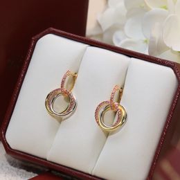 boucles d'oreilles trinité pour femme, clous de créateur, diamant plaqué or 18 carats, qualité T0P, argent 925, reproductions officielles, style classique de luxe avec boîte 008