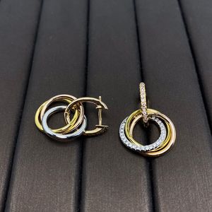 Trinity Earring Charms For Woman Stud Designer Diamond Gold Ploated 18K T0P Kwaliteit Officiële reproducties Fashion Crystal Jewelry Premium Gifts 011