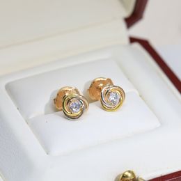 Trinity Earring Charms For Woman Trumpet Stud Designer Diamond Fine Silver T0P Kwaliteit Hoogste Tegenkwaliteit Merkontwerper Crystal Exquisite Gift 006