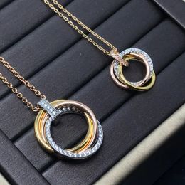 Collier Trinity pour femme et homme, diamant de créateur, plaqué or trois couleurs, qualité T0P, Style classique, cadeau