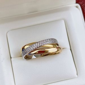 trinity ring bedels voor vrouw ontwerper Paar Maat 678 voor man diamant Tricyclische crossover T0P kwaliteit Verguld 18K mode Europese maat met doos 009