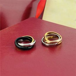 Trinity Ring Engagement Ring Diseñador Joyería Black Gold Sier 3 Anillos Trinity Rings Mujeres Joyas unisex para el regalo de la fiesta de bodas