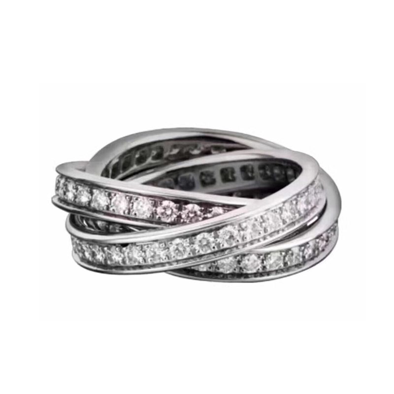 trinity ring tre färg för kvinna designer Storlek 678 för man diamant T0P kvalitet 925 silver officiella reproduktioner märkesdesigner kristall premium presenter 001