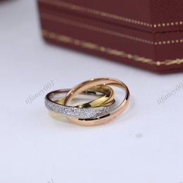anillo trinity Crossover tricíclico para mujer diseñador Pareja Tamaño 6 7 8 para hombre Chapado en oro 18K diamante Calidad T0P regalo de aniversario de la más alta calidad de contador