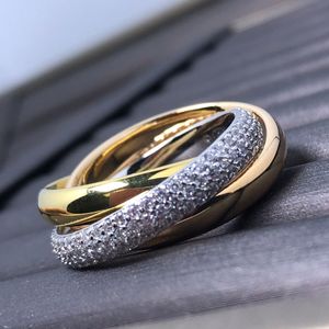 bague trinité Crossover tricyclique pour femme créateur Couple Taille 6 7 8 pour homme Plaqué or 18 carats diamant qualité T0P taille européenne cadeau anniversaire avec boîte 006