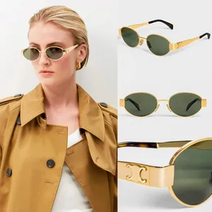 Triomphes Lunettes de soleil pour femmes Luxury Luxury ovales Sungasses Cadre métal