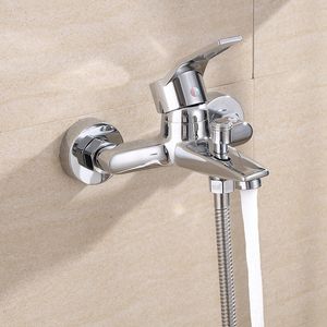 Drievoudige badkuip douchekraan warm en koud mengt tap wand gemonteerde mixerklep mondstuk tik spray douche hoofd badkamer accessoires