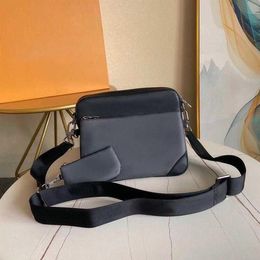 Triple Black Mens Pochette Trio 3 stcs messenger tas multi -schouder crossbody tassen lederen koppeling bakken vrouwen ontwerper handtassen munt325o